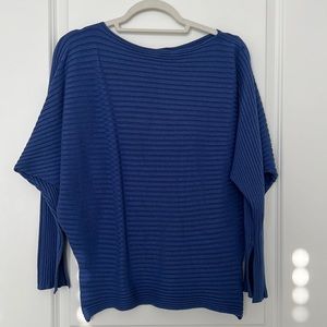 Blue off the shoulder casual sweater